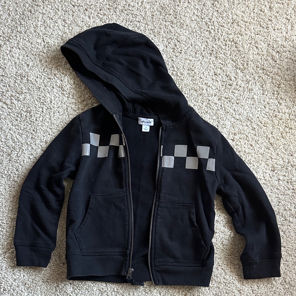 Splendid Black and Gray Checkered Toddler Hoodie